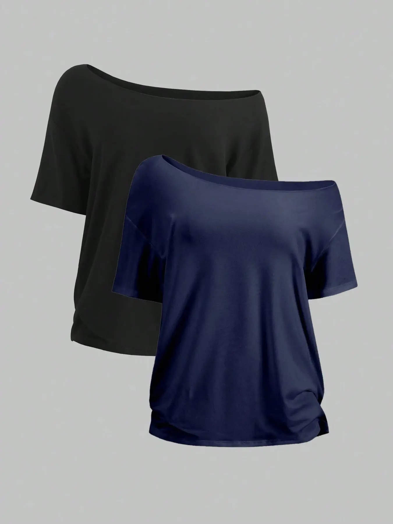 2-Pack Women's Casual Loose Off-Shoulder Top, Casual Basic Tees, Comfortable All-Season Wear, Ideal for Summer and Spring, Perfect Daily Choice
