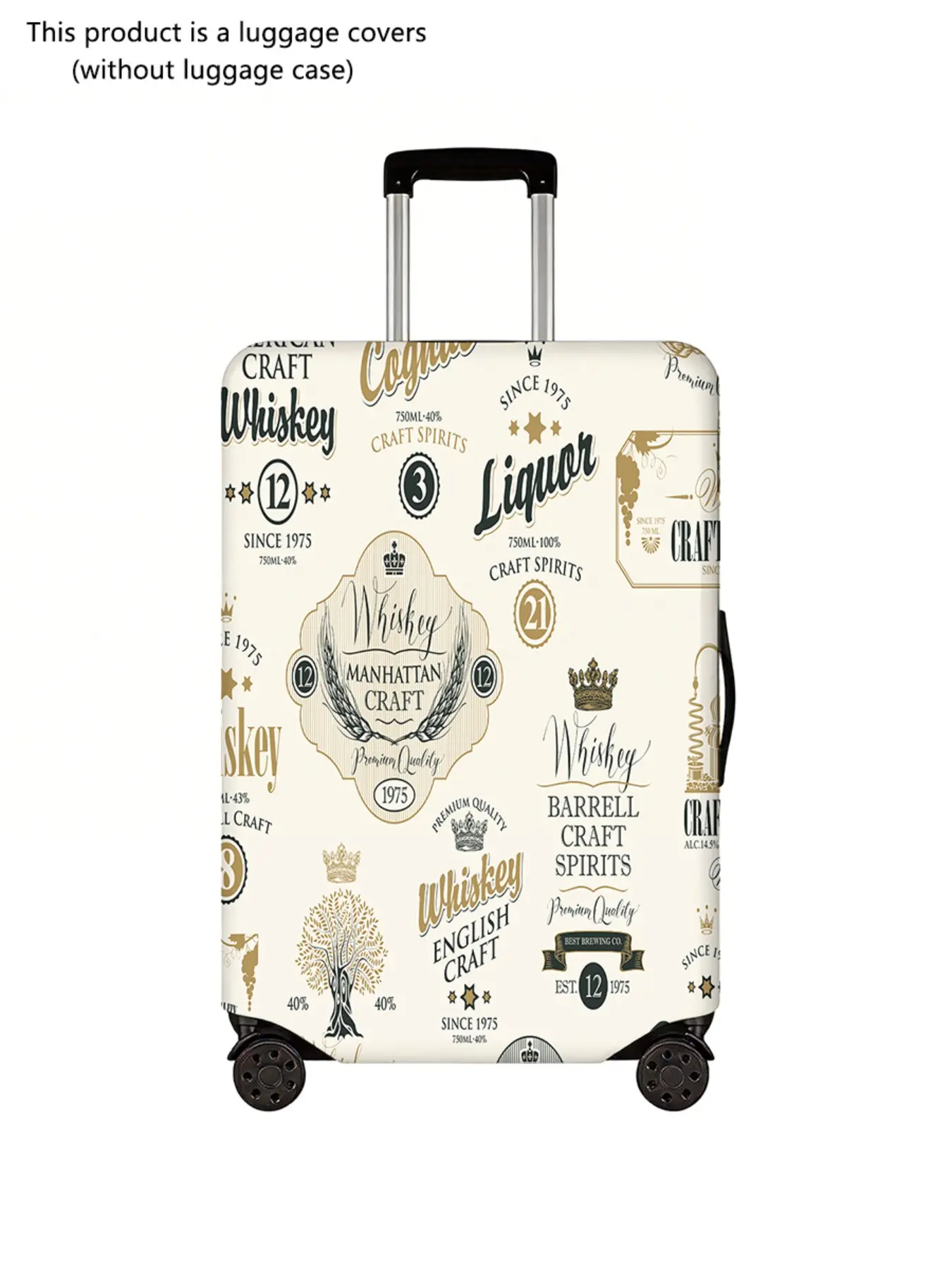 Vintage Theme Luggage Protector, Thick Dust Cover, Durable Elastic Material, Suitable for 18-32 Inch Luggage, Travel Essential Accessory, Luggage Covers