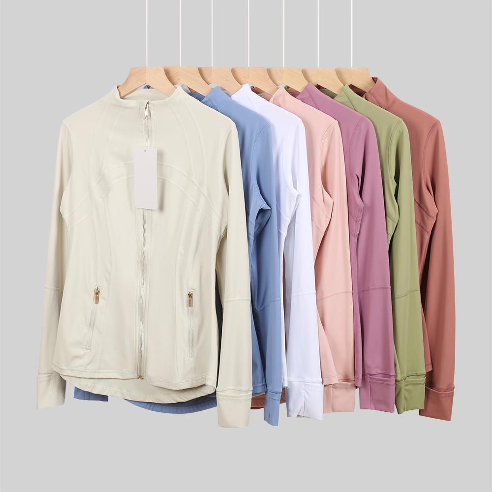 LULU  Same style  Women's Stand-Up Collar Gold Zipper Yoga Top, Spring-Style Fitted Top, Sports Jacket, Fitness Long-Sleeve Sun Protection Jacket