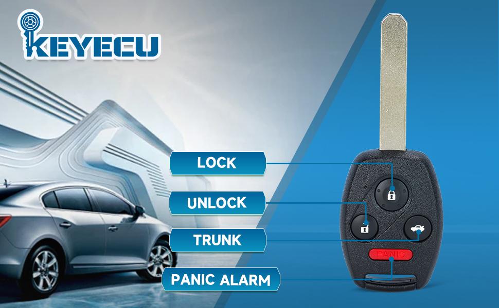 Replacement Smart Remote Car Fob for Honda Accord Sedan 2008-2012 Pilot LX EX 2009-2015 KR55WK49308 267T-5WK49308 5WK49308 313.8MHz ID46 Chip 4Buttons