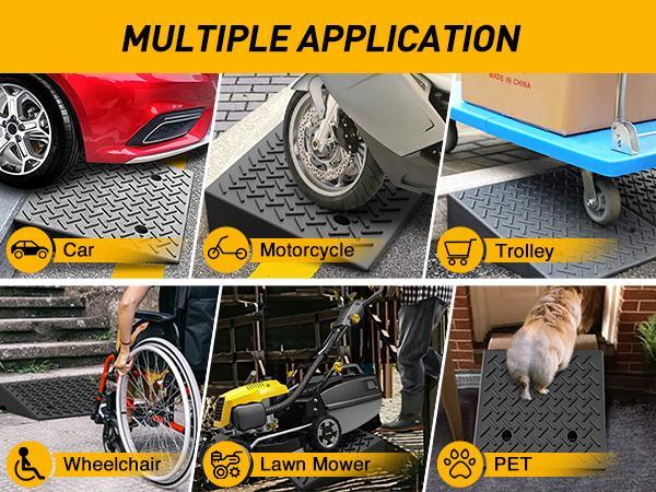 Nilight Rubber Curb Ramps, 6.3" Rise Height Heavy Duty Rubber Threshold Ramp, Portable Driveway Ramps for Cars Wheelchairs Scooter Lawn Mower, 7000lbs Load Capacity, 2 Pack Black dealsforyoudays Nilight Rubber Curb Ramps, 6.3" Rise Height Heavy Duty Rubber Threshold Ramp, Portable Driveway Ramps for Cars Wheelchairs Scooter Lawn Mower, 7000lbs Load Capacity, 2 Pack Black dealsforyoudays