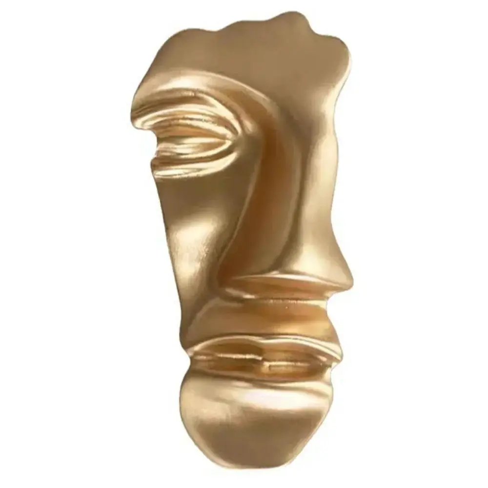 Vintage Metal Abstract Half Face Gold Color Mask Brooches Pins Collar Human Senior Clothing Accessories