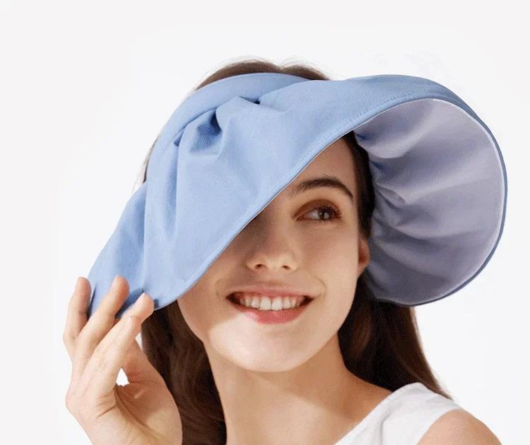 2025 Banana Shell Sun Visor Cap with Female  Protection in Summer Covering Face Beach Visor Riding Empty-top Bucket Hat