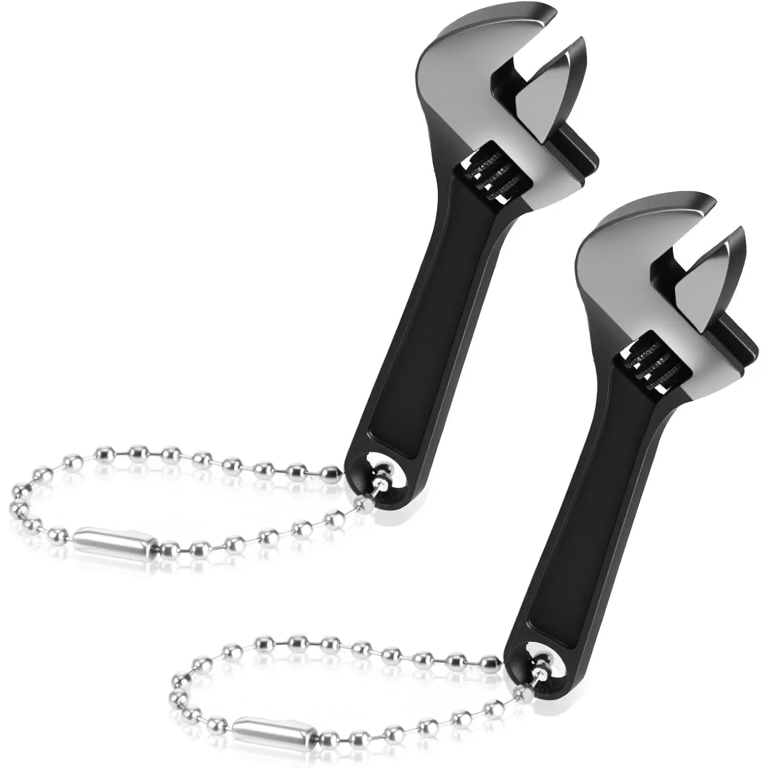 2 count 2.5'' Mini Adjustable Wrench,  Wrench  Tool Locking Stainless Steel Hand Knurl Tool with Chain for  Repair