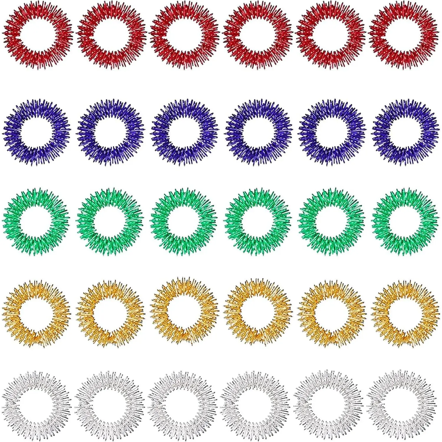 30 Pieces Acupressure Spiky Sensory Finger Rings, Stress Relief Fidget Sensory Massager for Teens Adults