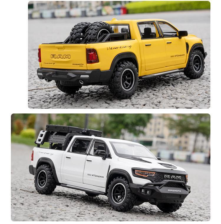 1:32 DODGE Mammoth 1000 TRX Alloy Pickup Car Model Diecast Metal Off-road Vehicle Model Sound and Light Simulation Kids Toy Gift