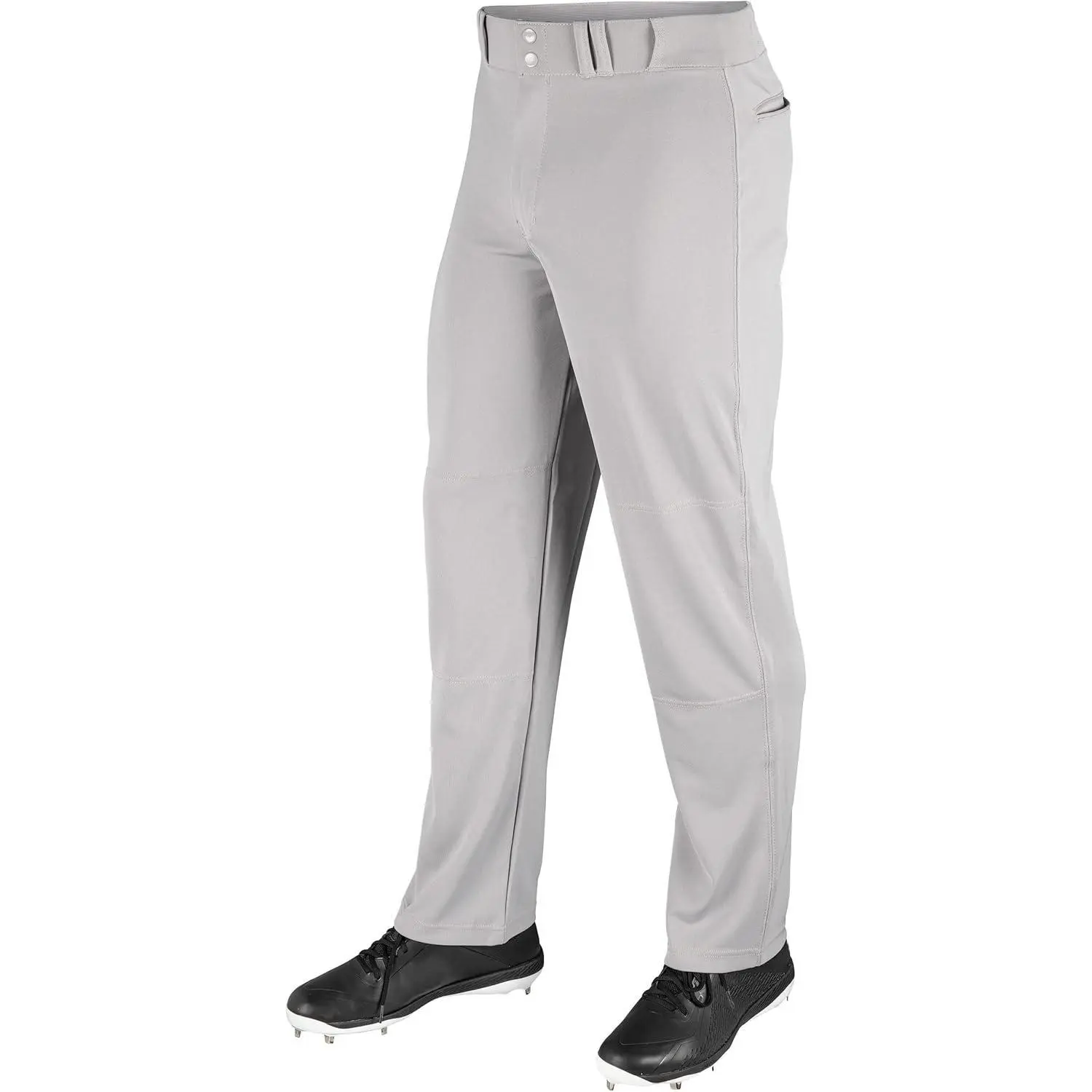 Boys' Universal Baseball Pants, Relaxed-Fit Open-Bottom Trousers in All-Season Breathable Polyester with Brass YKK Zipper, Cool Iron