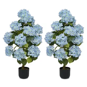 3ft Artificial Hydrangea Flower Pot, Realistic Silk Hydrangea Flower Tree with Decorative Pebbles and Planter, Suitable for Home, Office, Patio, Porch, Indoor and Outdoor DecorationDD22HomeCookJoy