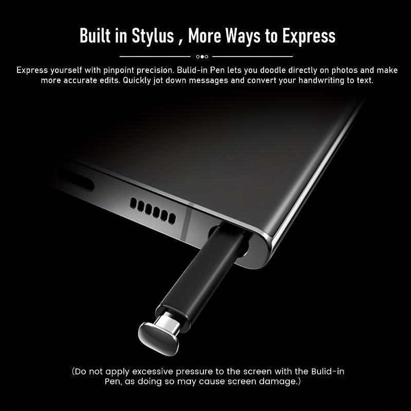 2025 New Unlocked Edition 5G Android Smartphone with High-Definition Display, Front Camera, Rear Camera, Large Capacity Battery, Dual SIM, Built-in Pen, Facial Unlock Support, Includes Charger, Headphones, and Phone Case