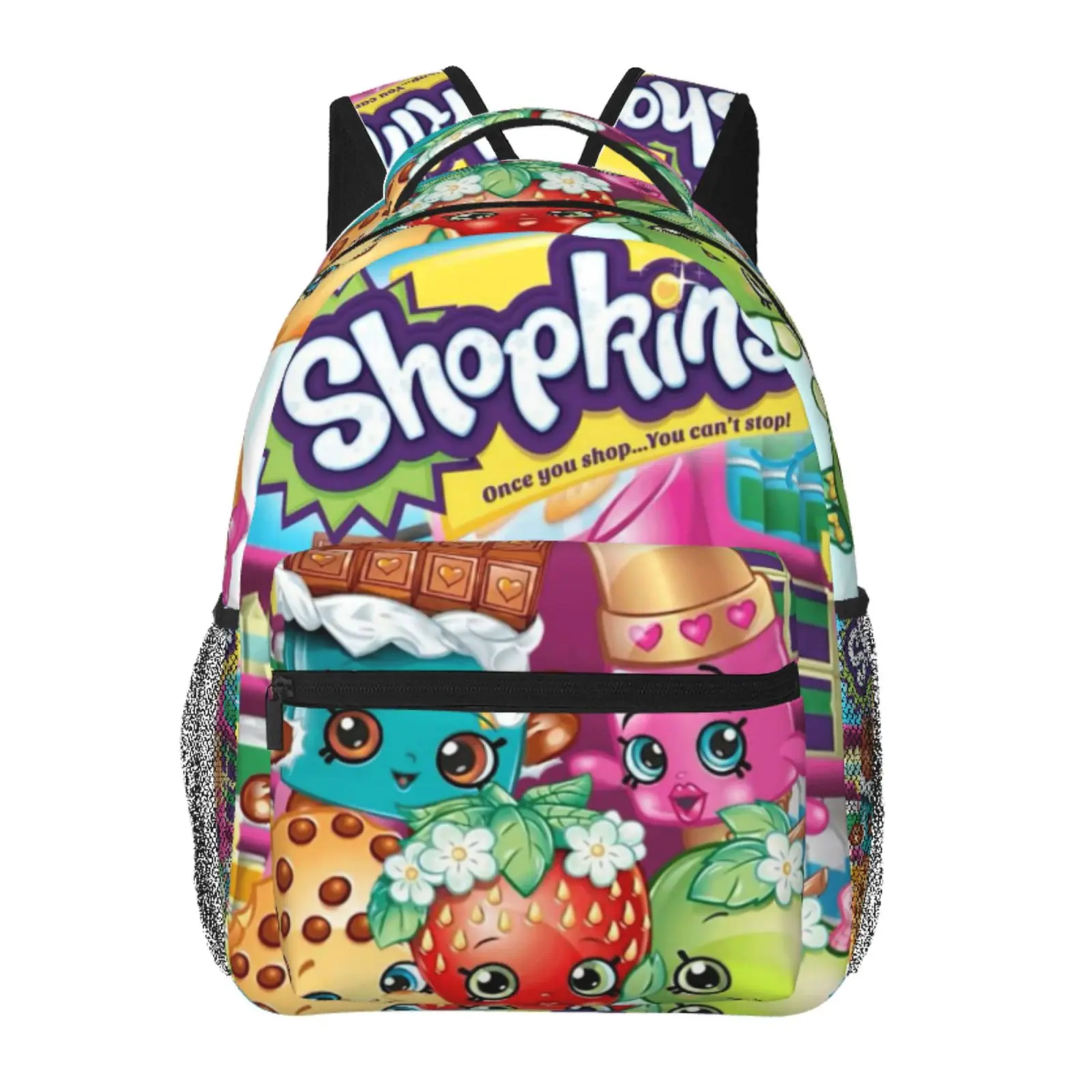 Anime Backpack Shopkins3 School bag Cute Girls Boys Teens Backpacks Kawaii Kids Lightweight backpack with adjustable straps Bookbag with for office travel bag