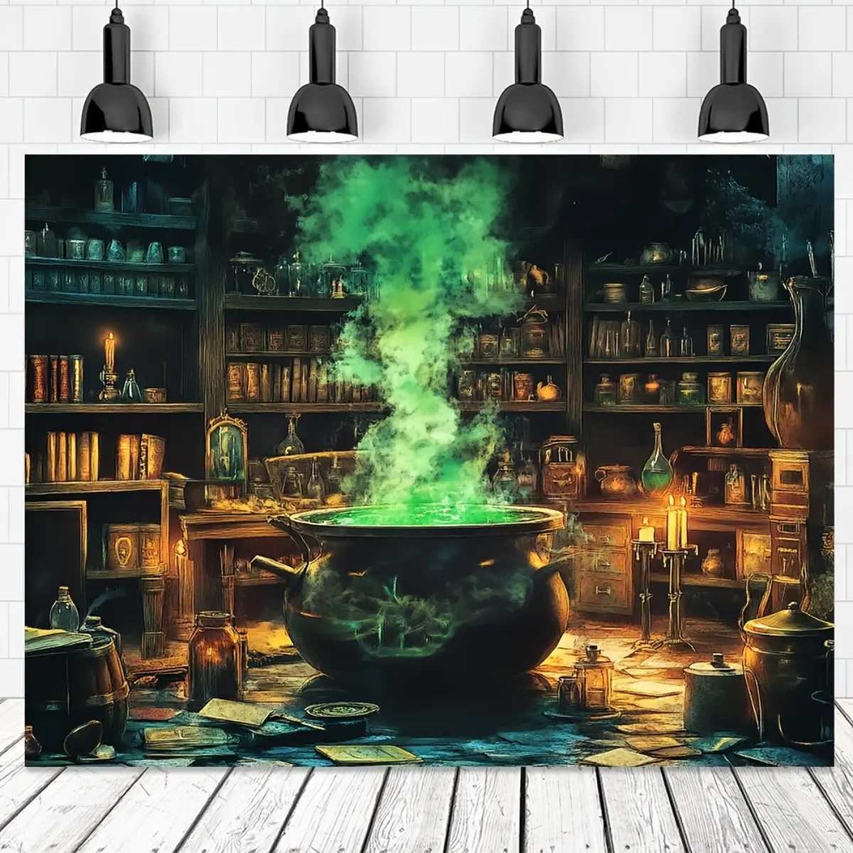 Magical Witch Kitchen Party Backdrop Birthday Decoration Photo Background Wall Decor Event Decoration Photography Background Halloween Christmas Fantasy Celebration Wizard Potion Room Indoor Outdoor Decor Premium Polyester Fabric