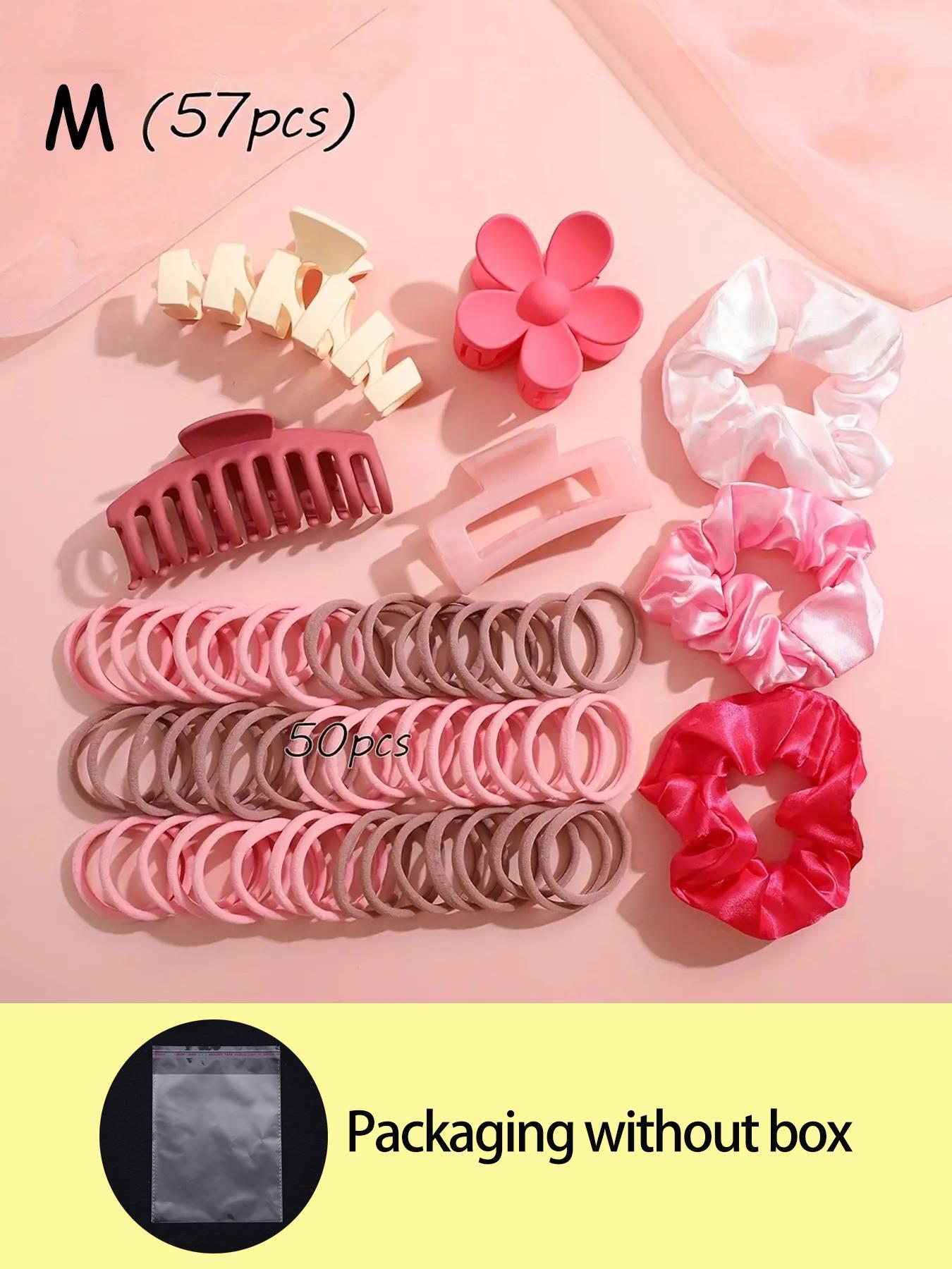 Random Color Hair Accessories Set for Valentine's Day Galentineday Outfit, Flower Decor Hair Accessories for Women & Girls, Including Hair Tie, Hair Claws, Scrunchie, Elastics for Daily Use, Minimalist Headwear Suitable for Thick Hair