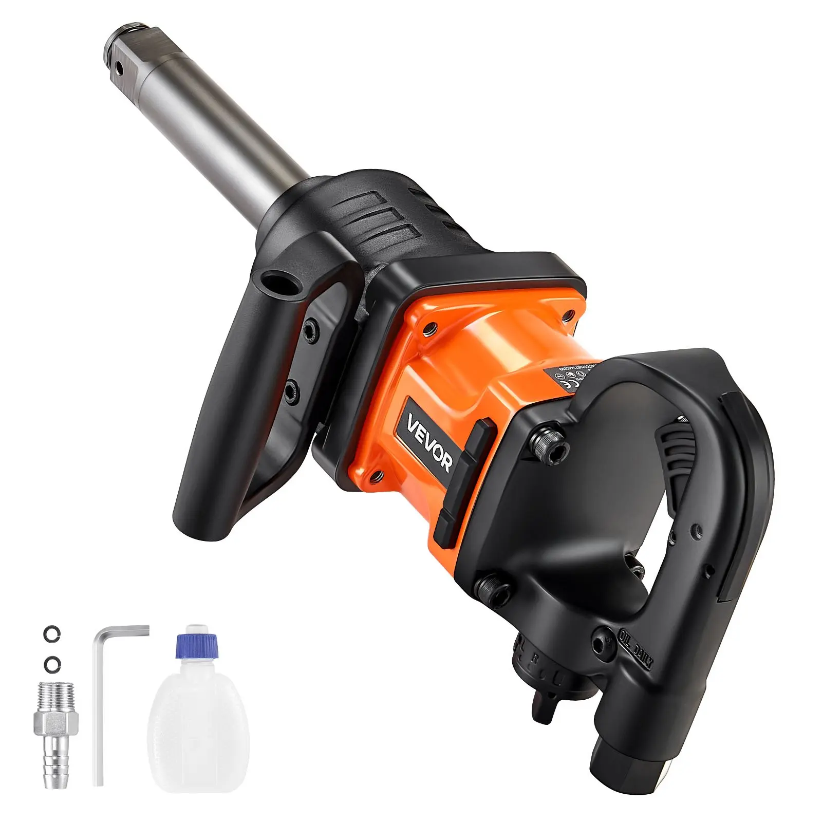 VEVOR 1-Inch Aluminum Air Impact Wrench, 2400 Nm Nut-Busting Torque, 18.7 lbs Lightweight Pneumatic Gun, 6-Speed Torque Control, 6" Extended Anvil, 19.7 x 7.9 x 3.9 in, for Heavy Duty Repairs & Maintenance, 1800 Ft-Lbs Torque