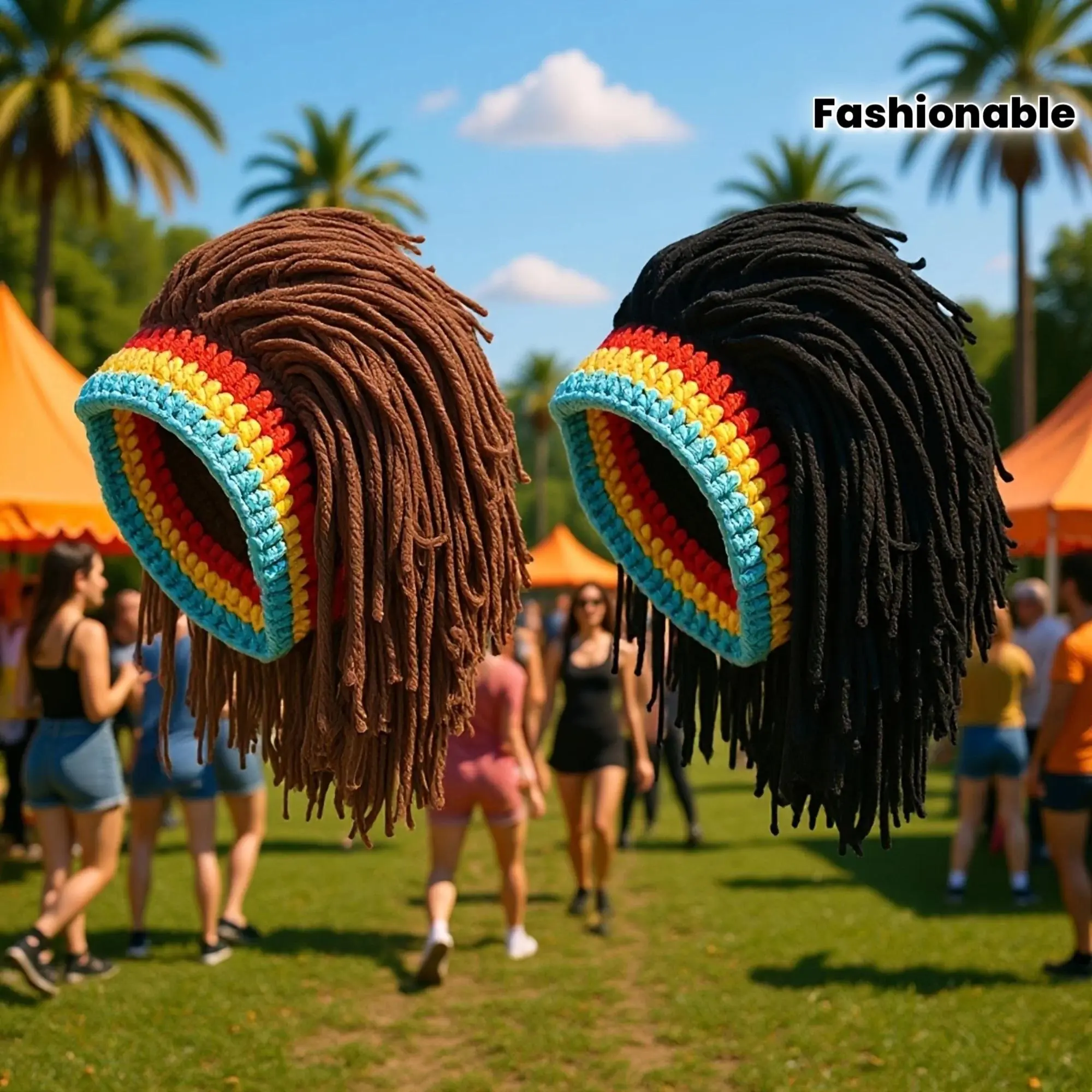 Novelty Dreadlock Wig Beanie, Hip Hop Party Wool Knit Hat, Personalized European American Winter Warm Knitted Wig Cap