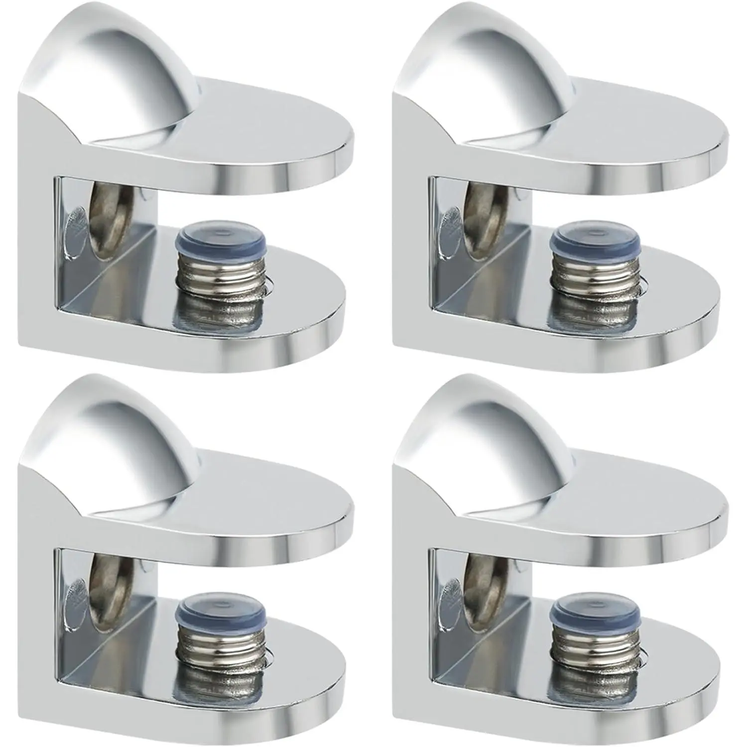 4 count Glass Shelf Brackets Adjustable, Heavy Duty Wall Mount Clamp Holder for 6-10 mm  Glass Shelves, Polished Chrome Zinc Alloy