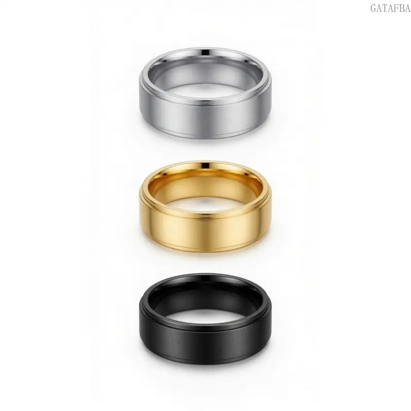 Matte Black Plated Stainless Steel Ring, Minimal Simple Fashion Band, Versatile Daily Business Jewelry for Men