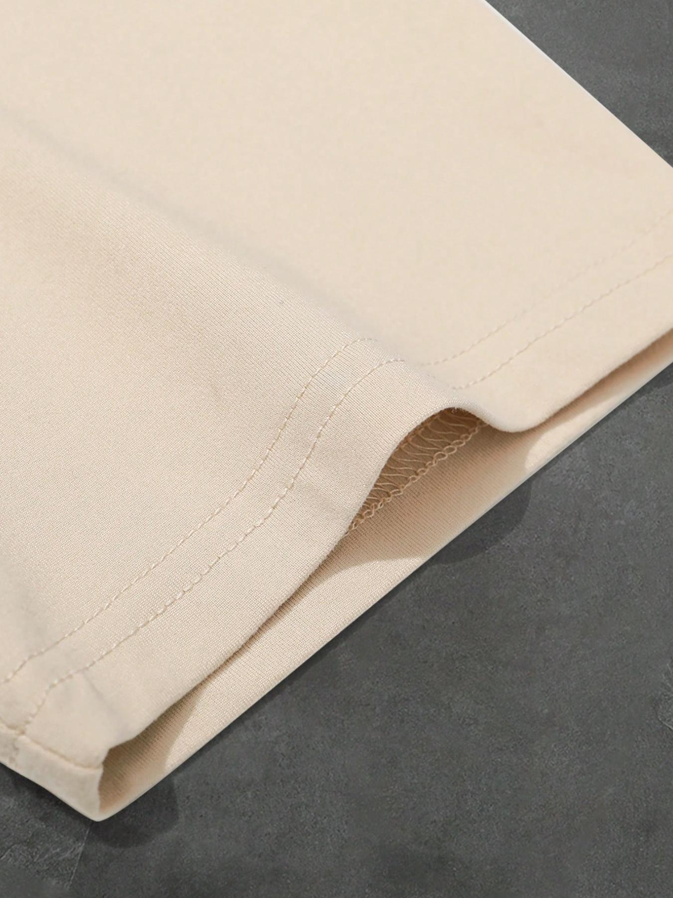 Men's Stylish Casual Round Neck T-Shirt with English Print, Breathable Polyester Fabric, Comfortable Fitted Design for Everyday Wear, Casual Style Tee