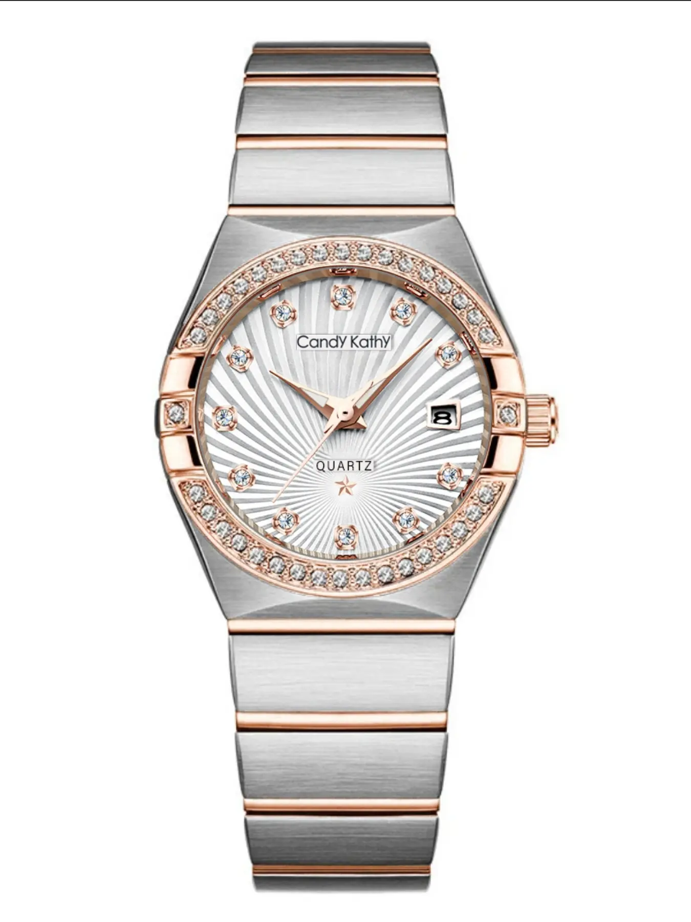 Women's Fashion Quartz Wrist Watch, Waterproof Night Light, Elegant Analog-Digital, Round Face, Alloy Case, Clasp Closure, All Seasons
