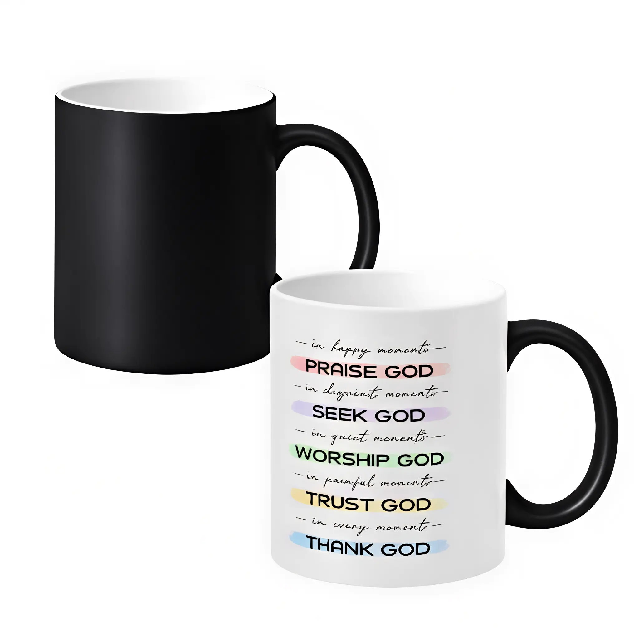 Praise God Color Changing Mug - See Bible Verse Appear in Your Cup, Inspirational Christian Faith Gift for Women Men, 11oz
