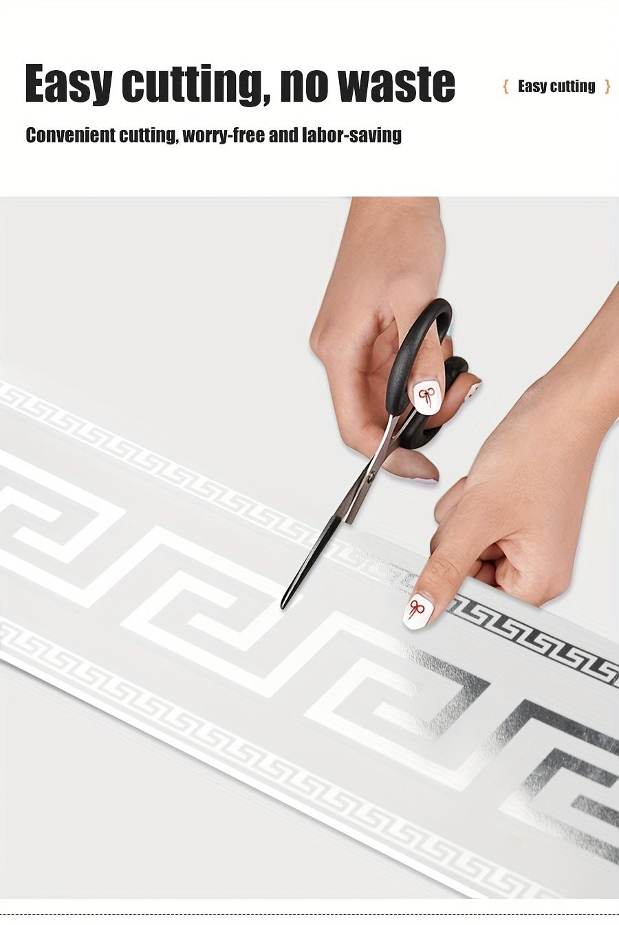 1 Roll 16.4ft x 4in Oversized Self-Adhesive Greek Key Pattern Wallpaper Border, Removable Waterproof Scratch-Resistant No Residue Peel and Stick, Decorative Trim for Kitchen Bathroom Living Room Office, Easy Application Damage-Free Removal, Luxury Floor &