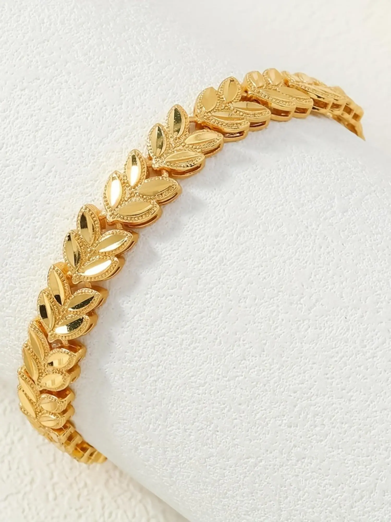 24k Plated Copper Wheat Sheaf Bracelet, Luxury Tribal Design, Adjustable Open Cuff Bangle for Women, Perfect Gift for Weddings & Holidays