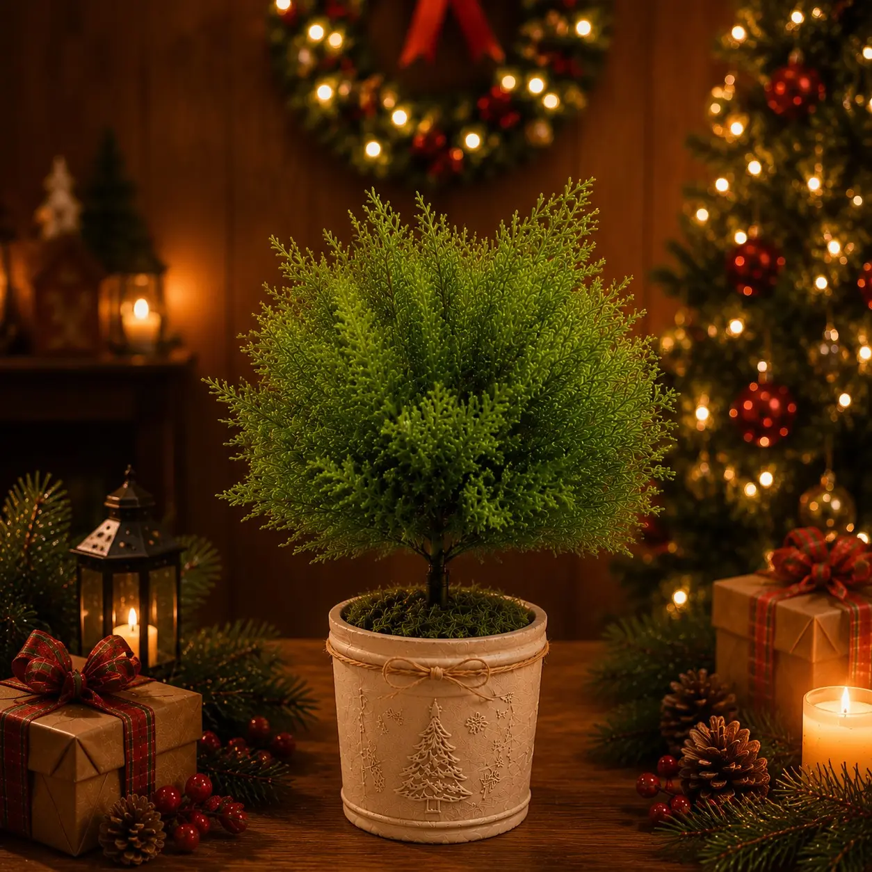 Realistic Artificial Pine Stake, Premium Holiday Greenery for Christmas, Thanksgiving, Home Decor, Indoor & Outdoor Festive Decoration