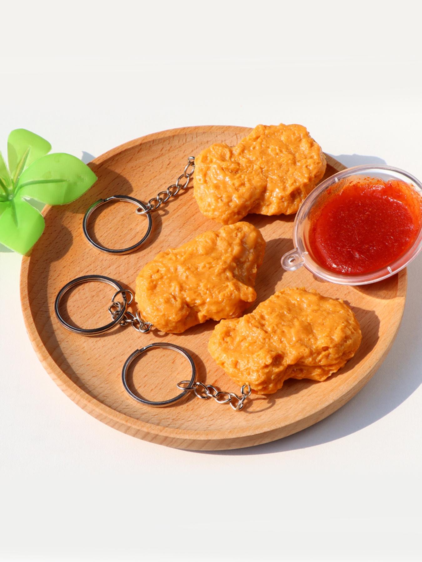 Chicken Block Keychain, Fashionable Chicken Food Accessory, Cute Car Key Chain, Realistic Fried Chicken Key Ring, Women's Key Holder, Lightweight Keychain, Keychain For Bags
