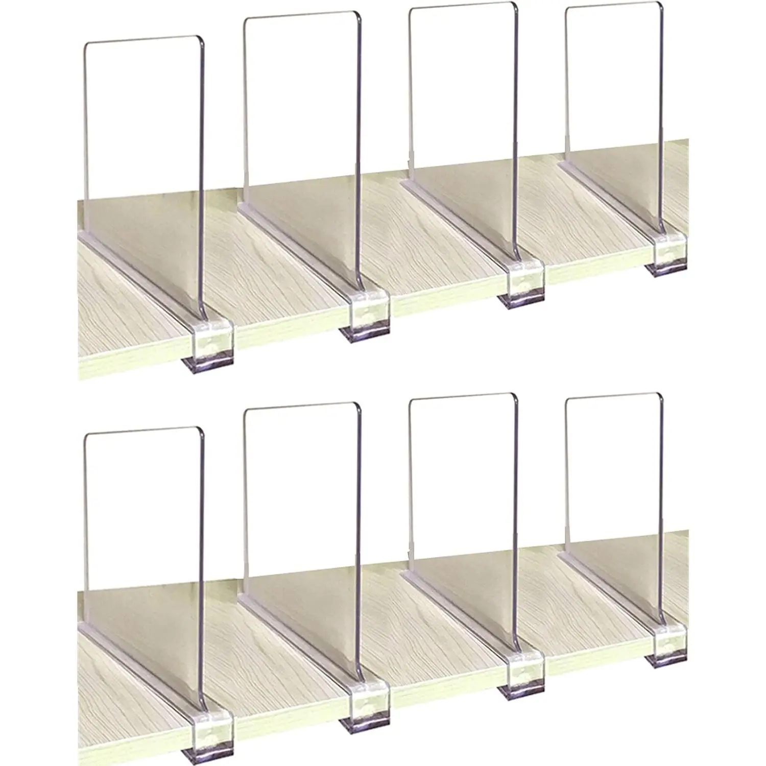 8PCS Clear Acrylic Shelf Dividers for Closets, Shelf Divider for Wood Shelves, Clothes Organizer and Purses Separators, Perfect for Kitchen Cabinets and Bedroom Organization