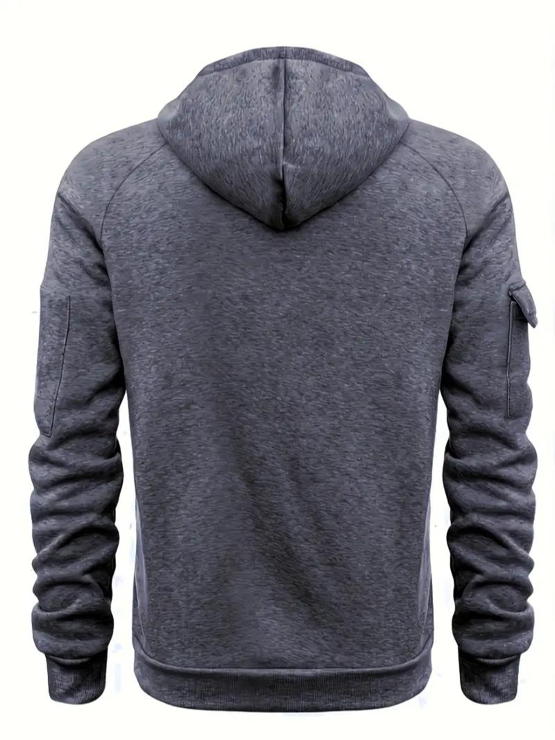 Men's Regular Fit Patched Pocket Drawstring Hoodie, Casual Long Sleeve Raglan Sleeve Hooded Sweatshirt for Fall & Winter, Men's Clothes for Daily Wear, Athletic Hoodies