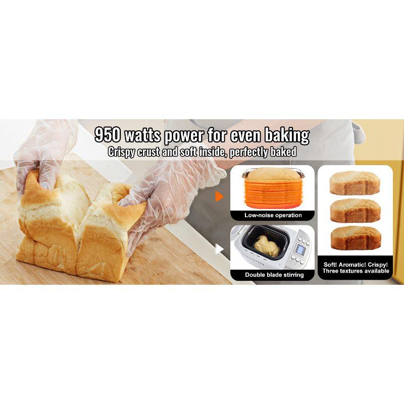VEVOR Bread Maker, 15-in-1 3LB Dough Machine, Nonstick Ceramic Pan Automatic Breadmaker with Gluten Free Setting, Whole Wheat Bread Making, Digital, Programmable, 3 Loaf Sizes, 3 Crust Colors, White VEVOR Bread Maker, 15-in-1 3LB Dough Machine, Nonstick Ceramic Pan Automatic Breadmaker with Gluten Free Setting, Whole Wheat Bread Making, Digital, Programmable, 3 Loaf Sizes, 3 Crust Colors, White