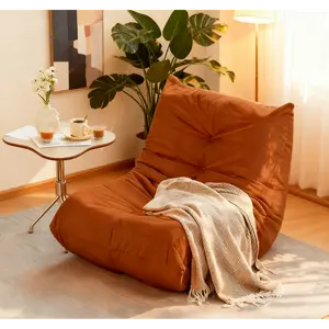 Luxury Button-Tufted Orange Microfiber Accent Chair, Comfy Indoor Furniture for Living Room & Chill Room, Chill Room Furniture