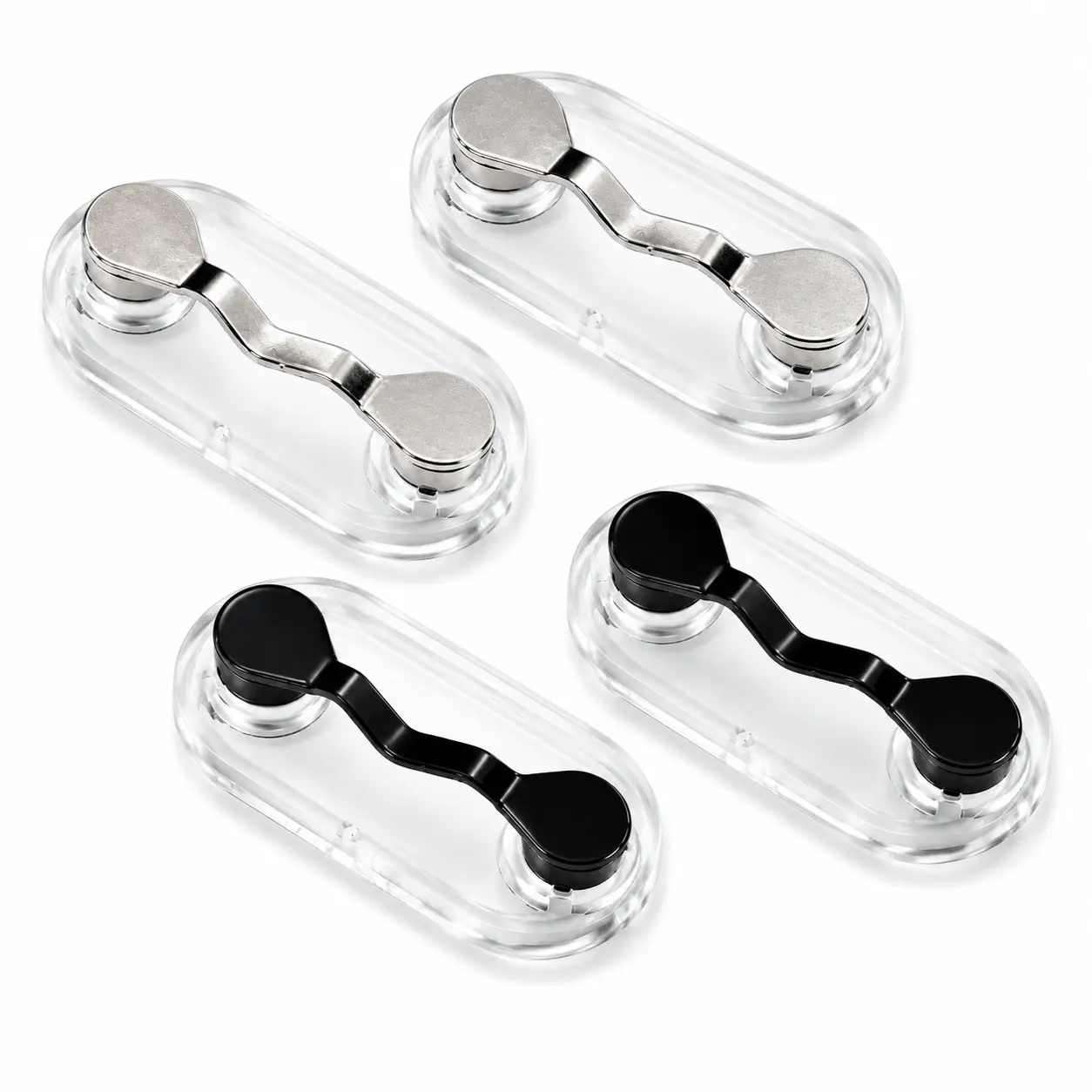 2 Pack Magnetic Eyeglass Holder Clips, Stainless Steel Black Glasses Fastener, Portable Eyewear Storage Clip for Sunglasses, Reading Glasses & Earphones