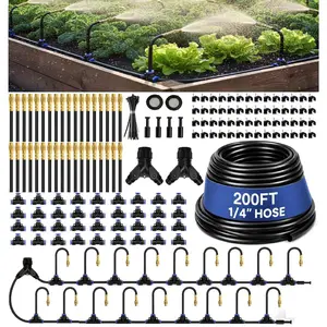 Automatic Garden Irrigation System 200FT, Upgraded Drip &  Watering Kit with 36 Adjustable Copper Nozzles for Raised Beds, Outdoor Garden, Lawn, Potted  & Greenhouse (200ft)