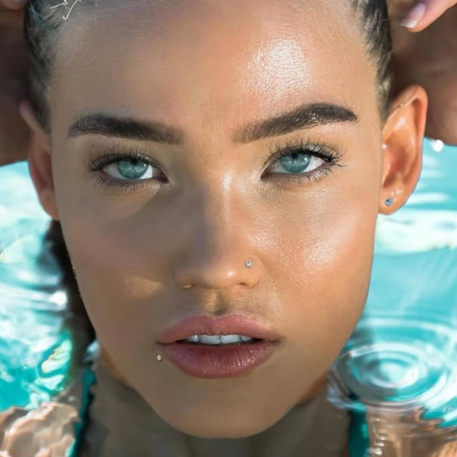 FINREZIO 1 Pc Colorful 6mm Piercing Stainless Steel Labret Tragus Stud Earrings for Women Men Helix Piercing Body Medusa Jewelry Shining Cubic Zirconia Nose Lip Ring