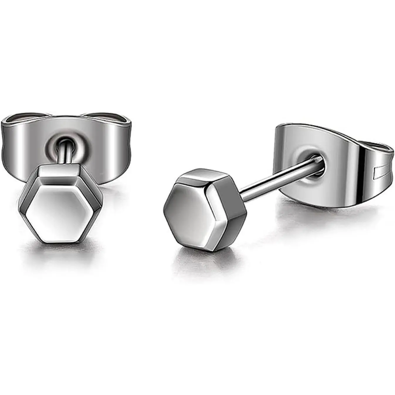 TGNEL Pure Titanium Earrings Studs Hexagon/Triangle/Square/Rectangle Hypoallergenic Earrings for Sensitive Ears, Dainty  Geometric Stud Earrings for Women Men