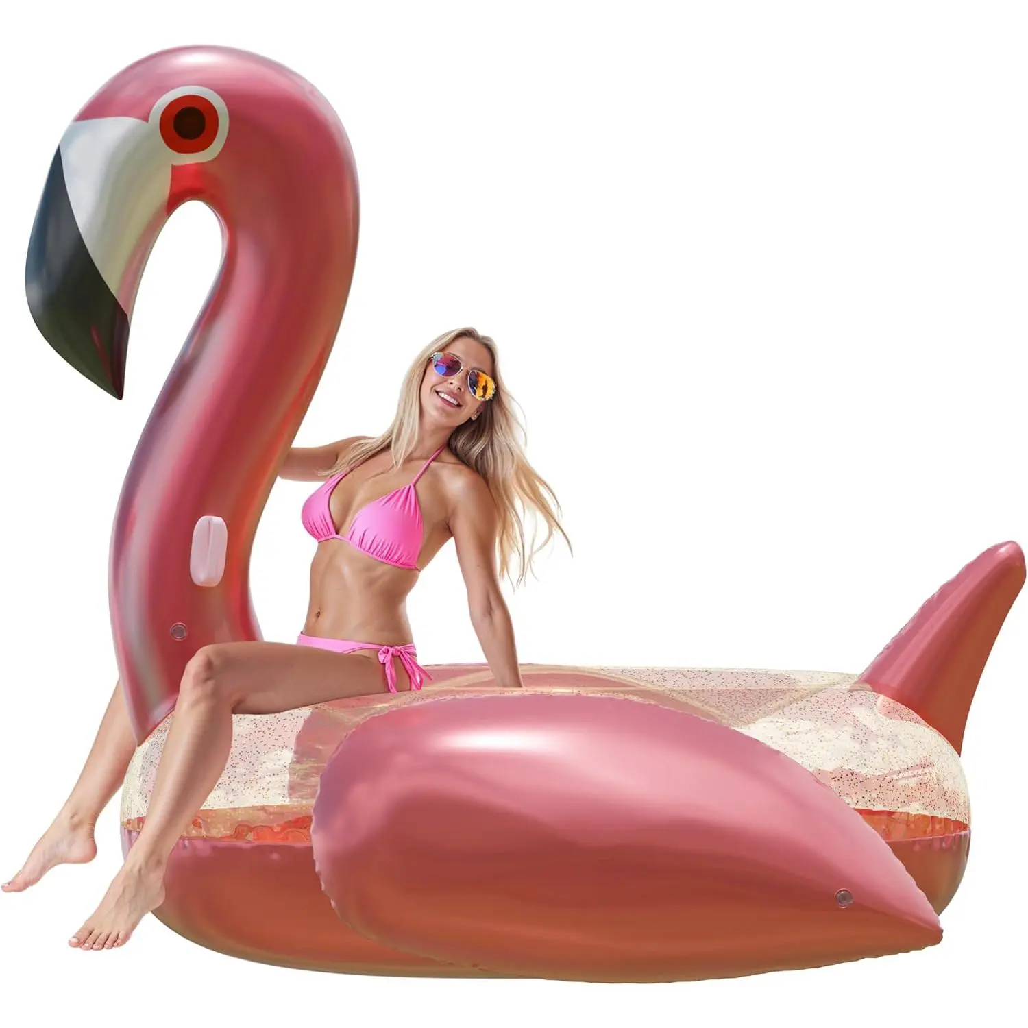 Huge Flamingo Pool Float Floatie Ride On, Giant Float for Swimming Pool Beach Adults & Kids, Big Raft Pool Party Accessory, Large Flamingo Pool Toy, Pink Floatie, Pretty Floaties for Adults