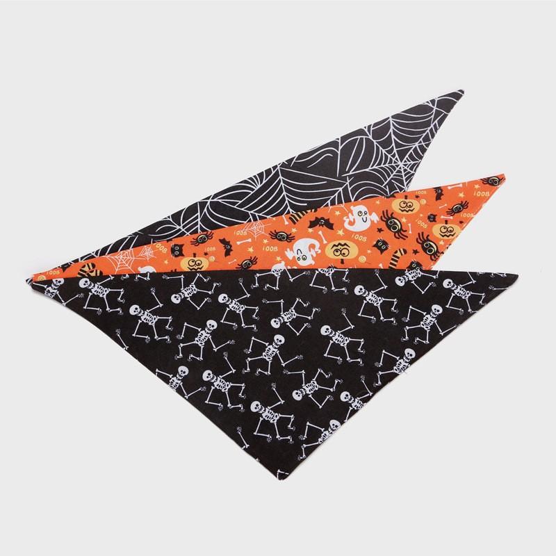 Spooky Cute Halloween Dog Bandana| Pumpkin & Spiderweb Pet Triangle Scarf| Washable Puppy & Cat Bib Accessories