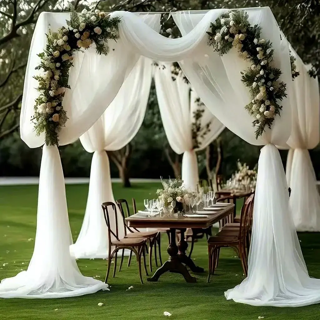 1pc Mesh Stage Backdrop, Outdoor Photo Background, Wedding Party Decoration, Festival Event Decor, Soft Mesh Curtain, 1 Piece, Backdrop Curtains