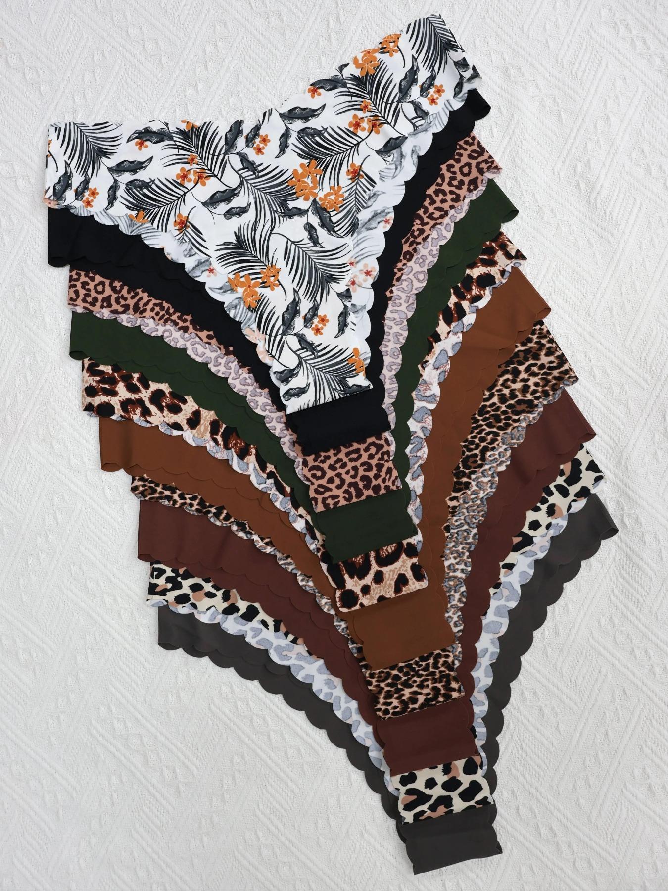 Women's Seamless Wave Design Leopard Underwear Set, Comfortable Breathable Antibacterial Panties, Fitted All Season Casual Style Women's Seamless Wave Design Leopard Underwear Set, Comfortable Breathable Antibacterial Panties, Fitted All Season Casual Style