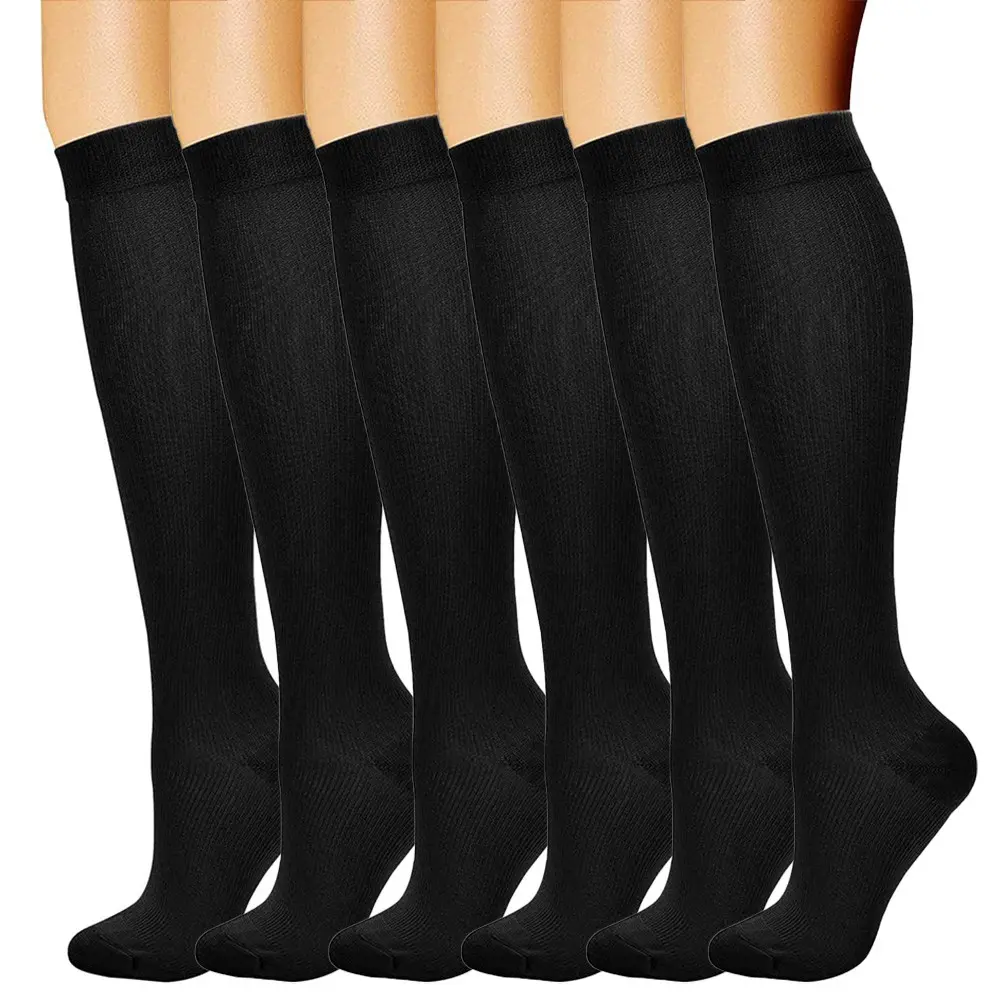 3 Pairs Compression Athletic Socks Knee High Breathable Stretchy Leg Support Stockings For Men Women Workout Flight Edema Relief All Day Comfort Sports Compression Socks