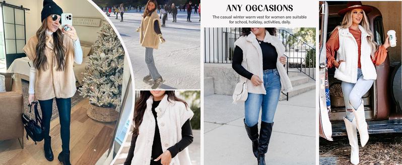 Imily Bela Womens Fuzzy Fleece Vest Casual Oversized Warm Button Down Sherpa Vest Jacket with Pockets Imily Bela Womens Fuzzy Fleece Vest Casual Oversized Warm Button Down Sherpa Vest Jacket with Pockets