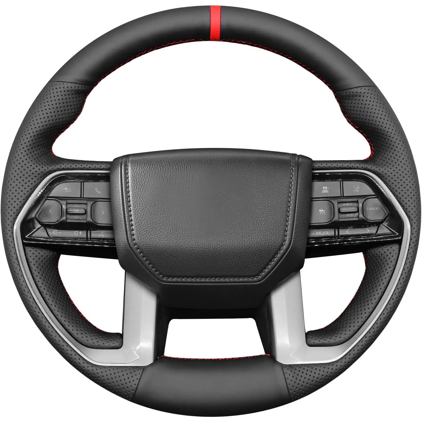 MEWANT Steering Wheel Cover Compatible with Toyota Tacoma 2024 / Tundra 2022-2024 / Sequoia 2023-2024 Hand-Stitched Microfiber Leather Steering Wheel Wrap