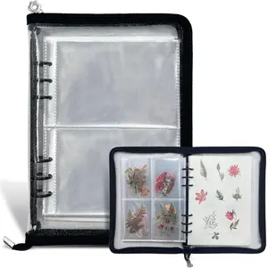 Sticker Storage Organizer Binder A5 Sticker Collecting Book Zipper Album for Adult with Blank  Release Paper and Pocket Pages (Black)