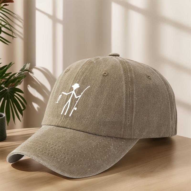 Vintage Baseball Cap - Creative Fishing Design, Soft & Comfortable, Breathable & Sweat-Absorbent Polyester, Adjustable Fit for Outdoor Sports, Fishing, Camping - Black with White Graphic Print, Fishing Hat