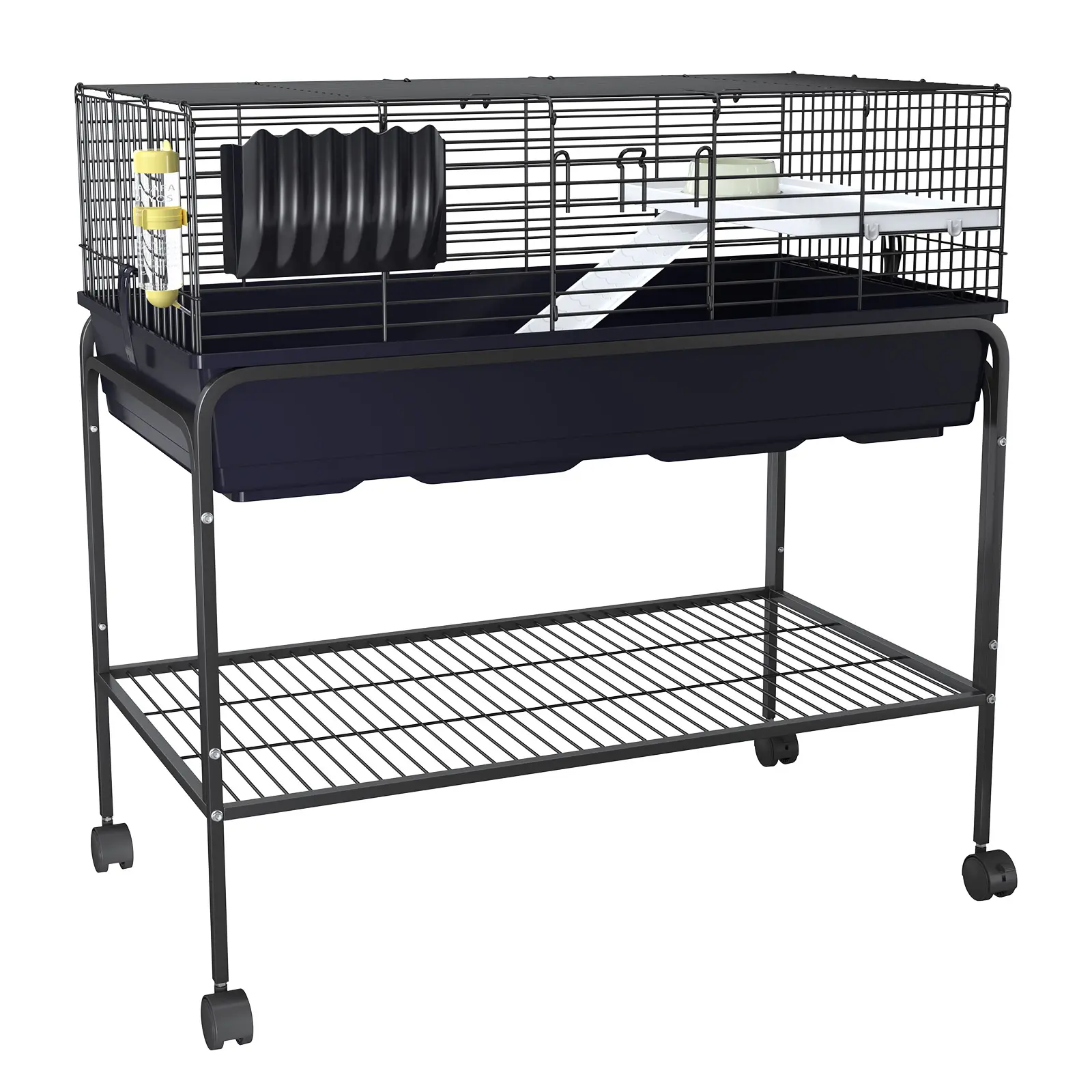 Spacious Multi-Level Small Animal Bird Cage – Rolling Metal Stand, Deep Base, Removable Tray, Storage Shelf, Accessories – Ideal Indoor Habitat for Guinea Pig, Rabbit, Chinchilla, Ferret, Hamster, Hedgehog, Gerbil