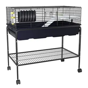 Spacious Multi-Level Small Animal Bird Cage – Rolling Metal Stand, Deep Base, Removable Tray, Storage Shelf, Accessories – Ideal Indoor Habitat for Guinea Pig, Rabbit, Chinchilla, Ferret, Hamster, Hedgehog, Gerbil