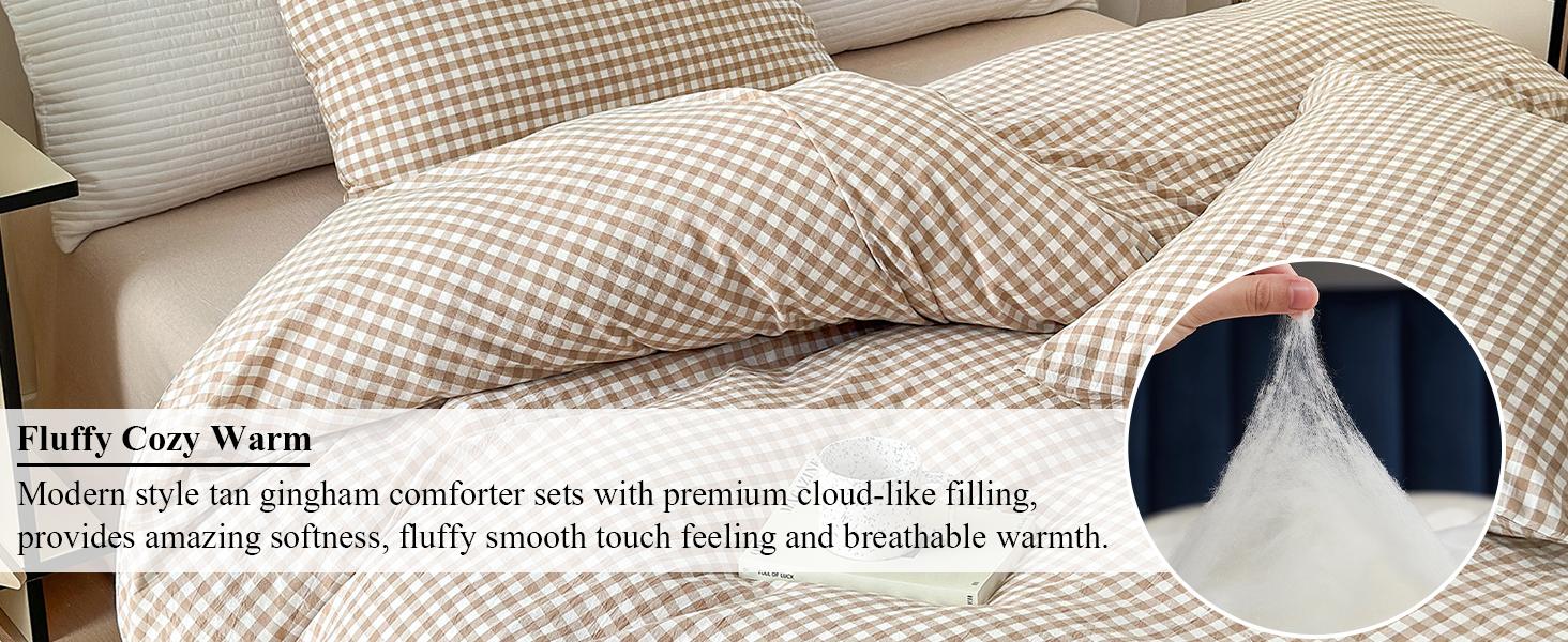 Tan Gingham Comforter Set California King 3 Pieces Plaid Comforter Set Beige Grid Comforter with 2 Pillowcases Soft Checkered Grid Pattern Gingham Bedding Set for All Tan Gingham Comforter Set California King 3 Pieces Plaid Comforter Set Beige Grid Comforter with 2 Pillowcases Soft Checkered Grid Pattern Gingham Bedding Set for All