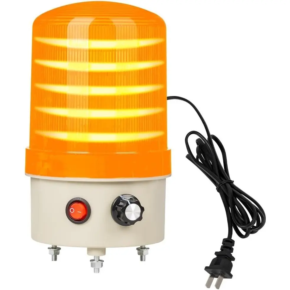 Industrial LED Rotating Warning Light, AC110V Beacon Strobe for Public Emergency Alarms, Siren Light with Volume Adjustment and Switch for Construction, Traffic, Factory, Safety Sign, Boat