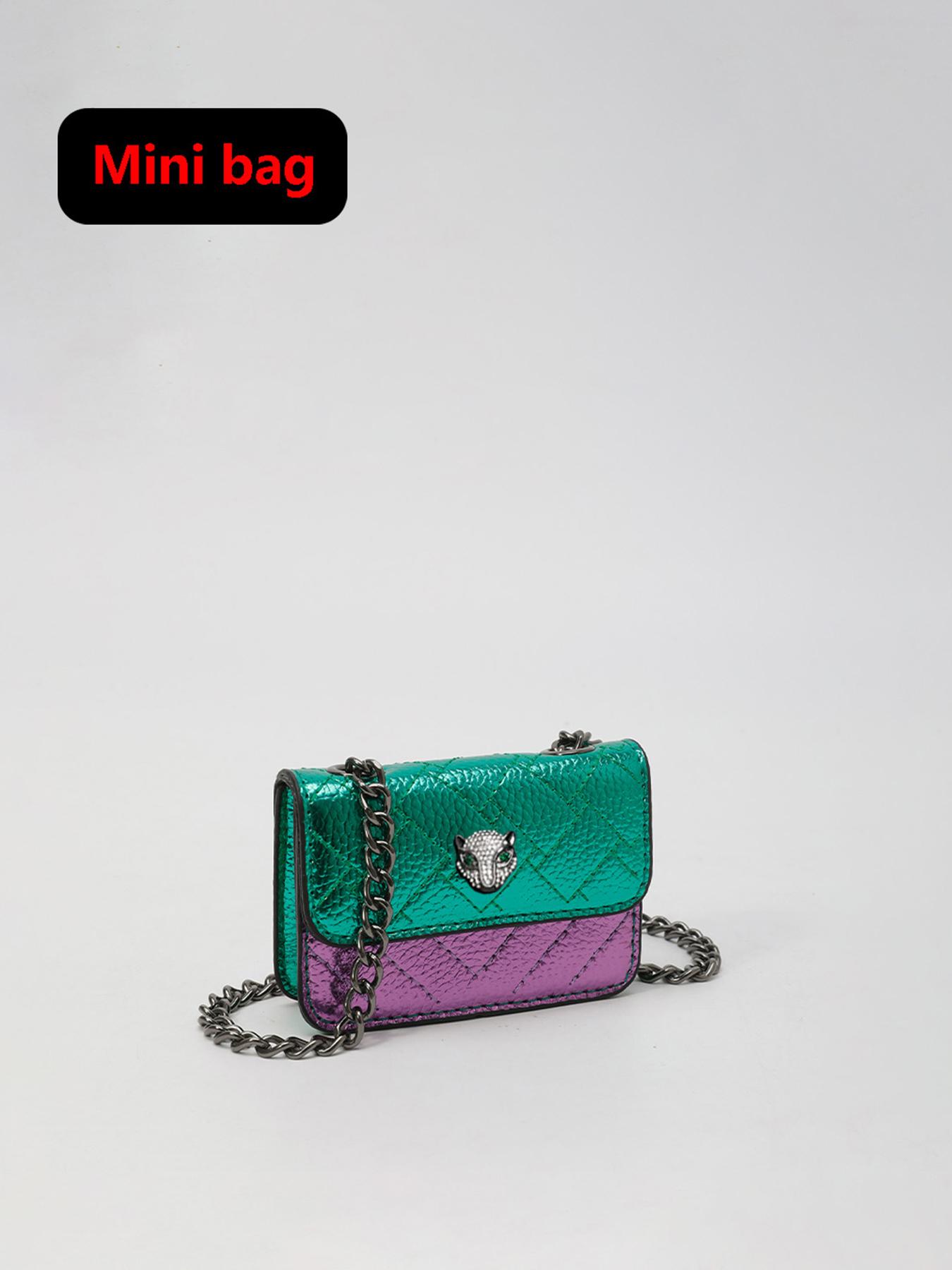 Ladies' shoulder crossbody bag, color blocked shoulder bag, hardware chain, diamond grid flip cover, fashionable, versatile, exquisite and trendy, suitable for daily travel, work, commuting, shopping, dating, ladies' crossbody bag, Flap Crossbody Purse