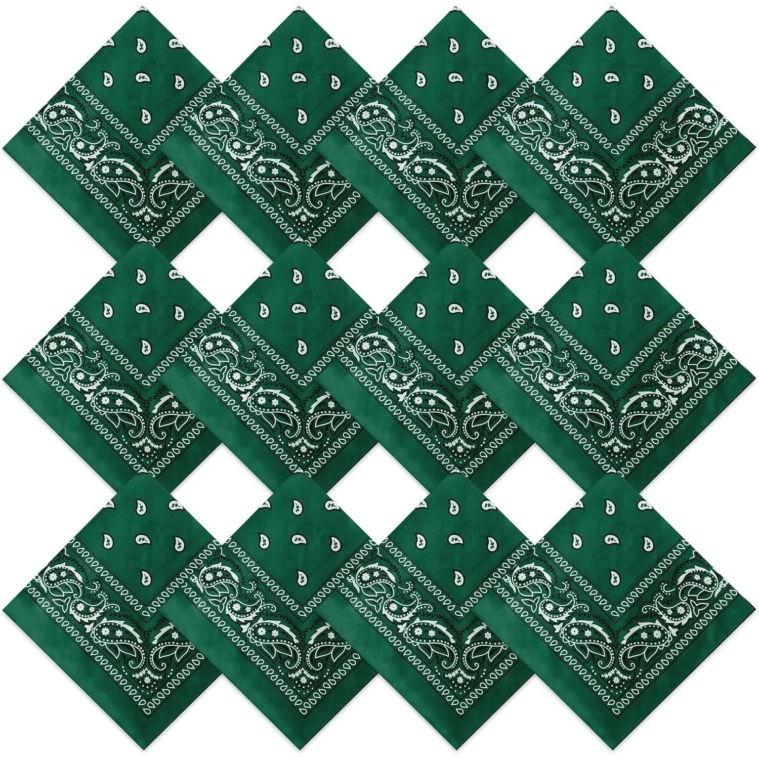 12 Pcs Bandanas Bulk for Women Men 22 x 22 Inch Paisley Headband Cowboy Handkerchief Summer Beach Party Costume